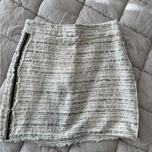 Zara White and Black Textured Pencil Skirt